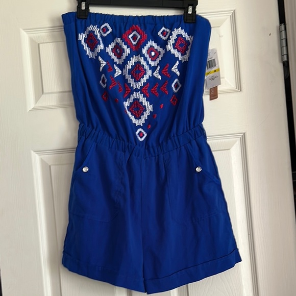 Takara Blue Embroidered Romper NWT - Picture 1 of 6